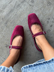 Mary Jane Suede Vino Balerinas