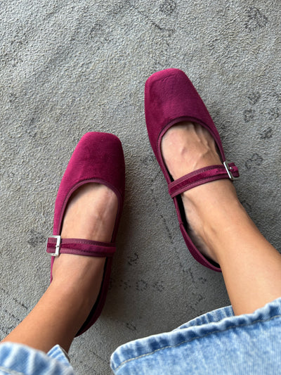 Mary Jane Suede Vino Balerinas