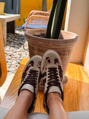 Burgundy Cow Sneakers Sporty