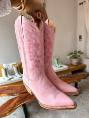 Texas Boots de Piel Rosa bordado en Flores