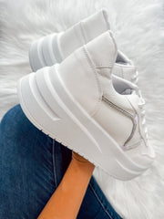 New Boston Shiny White Sneakers