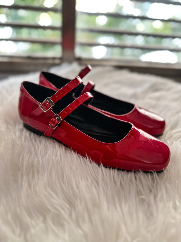 Alexandra Shiny Red Flats