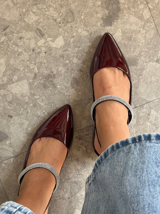 Mia Heels Tira Brillantes Tacón mini Vino