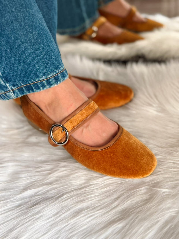 Baltimore Strap Brownish Orange Flats