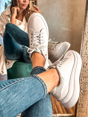 New York Shiny Laces Silver Sneakers
