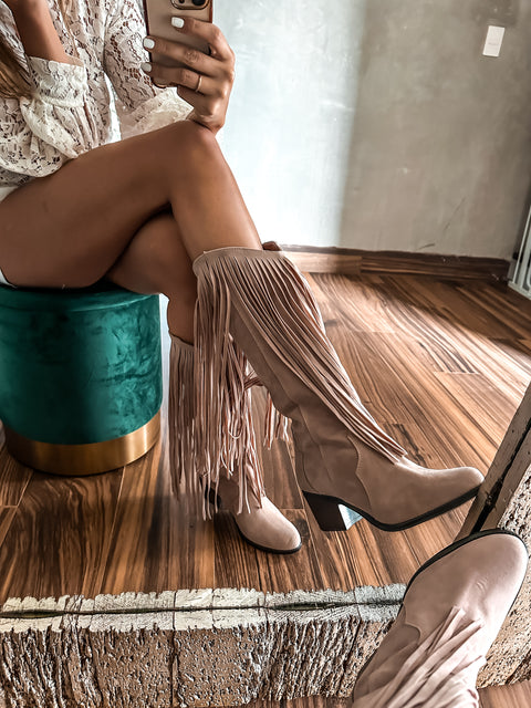 Texas Fringe Nude Boots