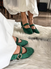 Baltimore Strap Bright Green Flats