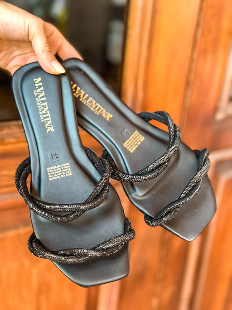 Lagos Braid Shiny Black Sandals
