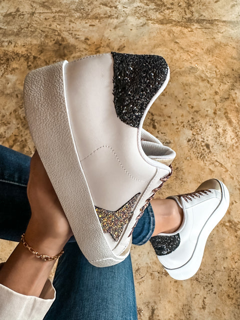Waldorf Glitter Leopard Laces White Sneakers