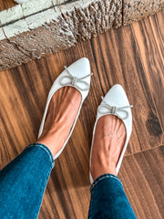 Paris Shiny Knot White Flats