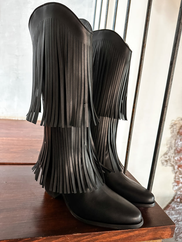 Fringe Black Boots