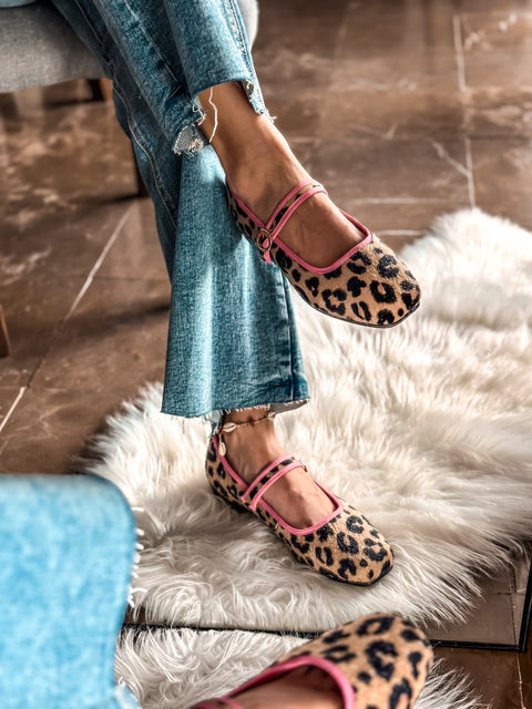 Mary Jane Leopard Pink Balerinas
