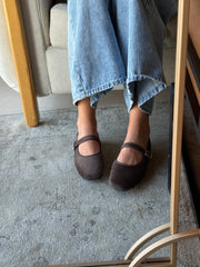 Mary Jane Suede Ferrero Balerinas