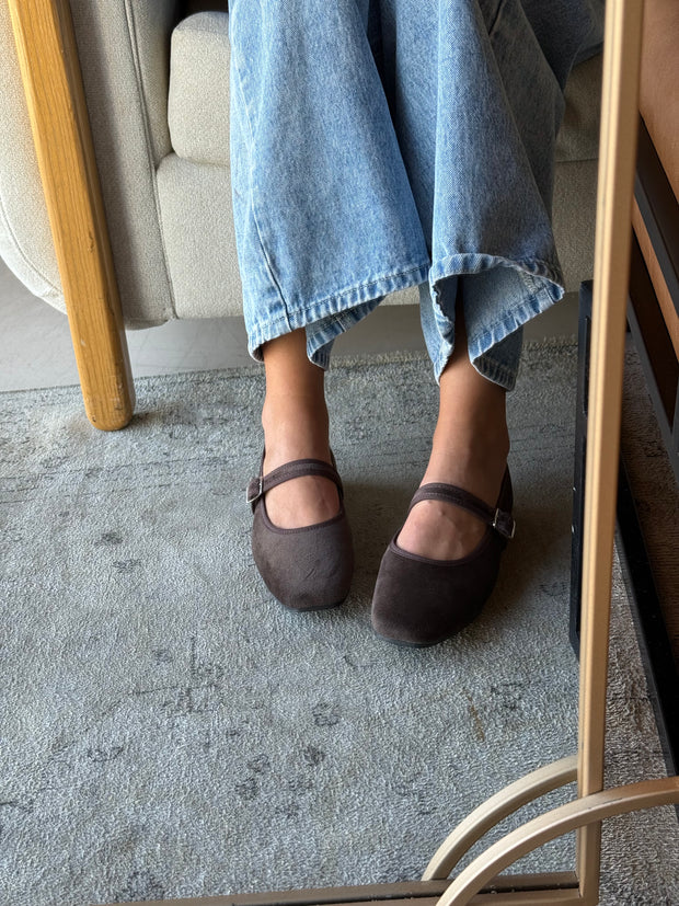 Mary Jane Suede Ferrero Balerinas