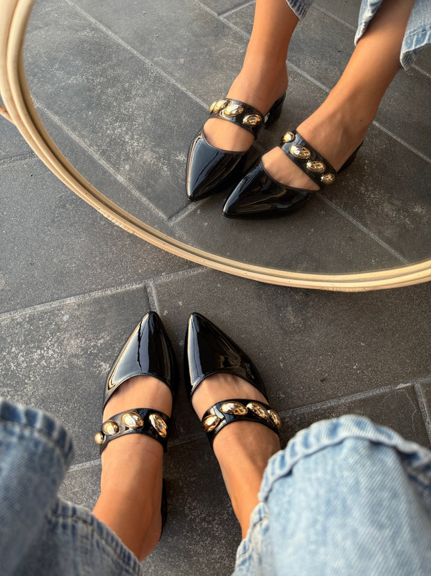 Mia Heels con cinto Tacón mini Negro