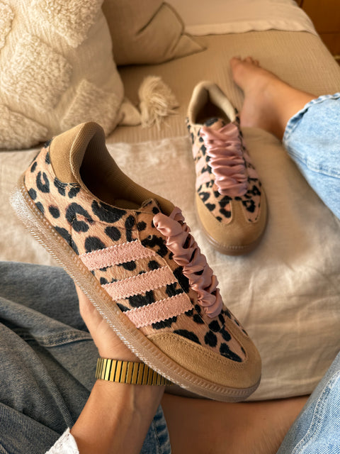 Sporty Leopard Sneakers Pink Laces
