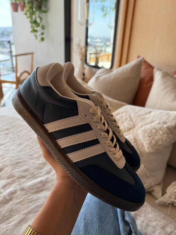 Sporty Blue White Stripe Sneakers