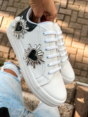Brooklyn Double Shiny Black Hearts Sneakers