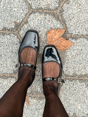 Mary Jane Charol Negro Hoyuelos Flats