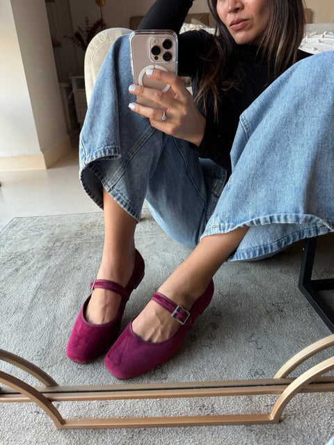 Mary Jane Suede Vino Balerinas