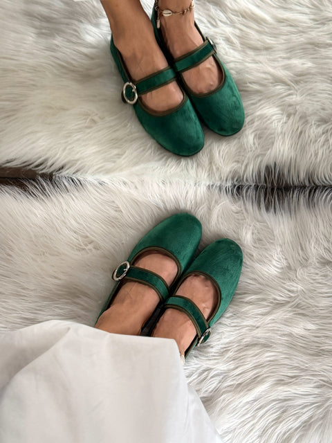 Baltimore Strap Bright Green Flats