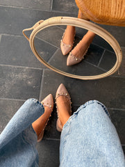 Mia Heels Perlas Oro Tacón mini Nude