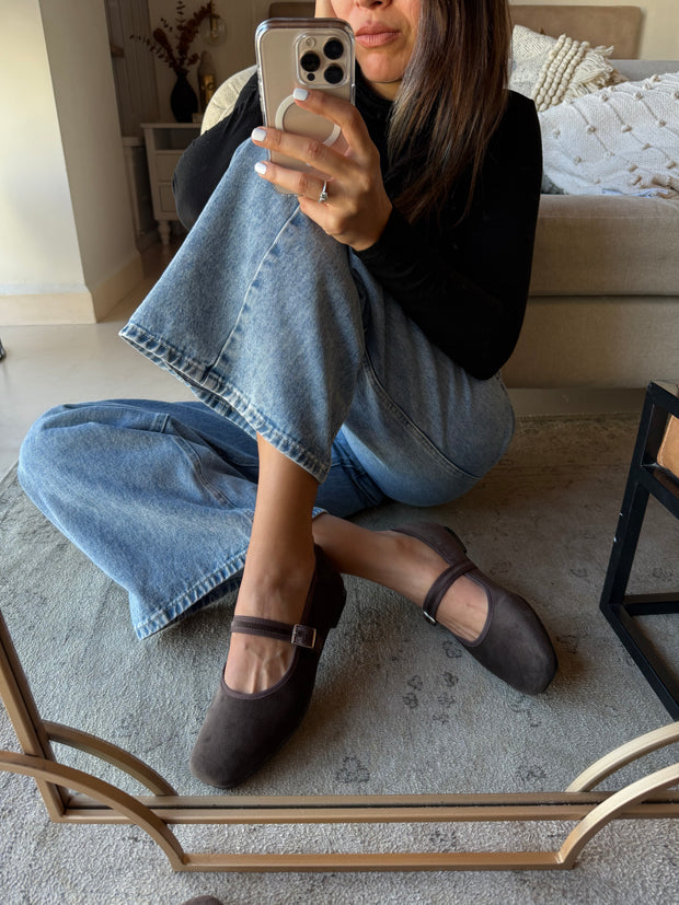 Mary Jane Suede Ferrero Balerinas