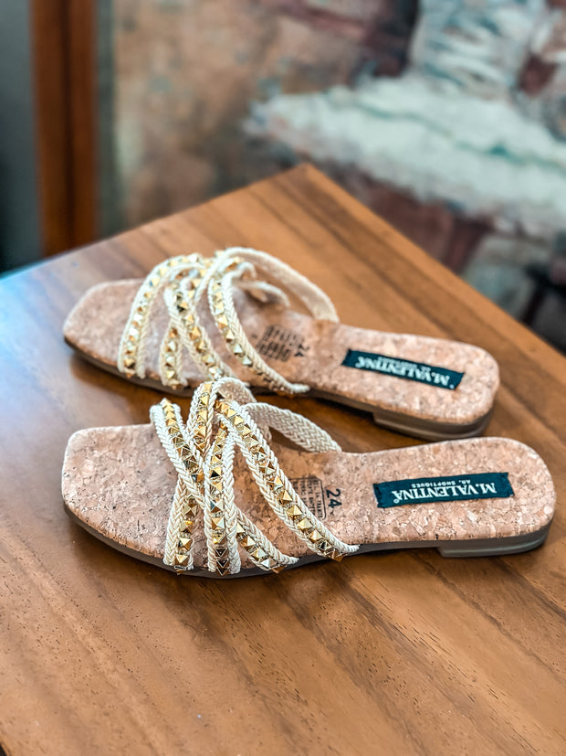 Roma Studs Latte Sandals