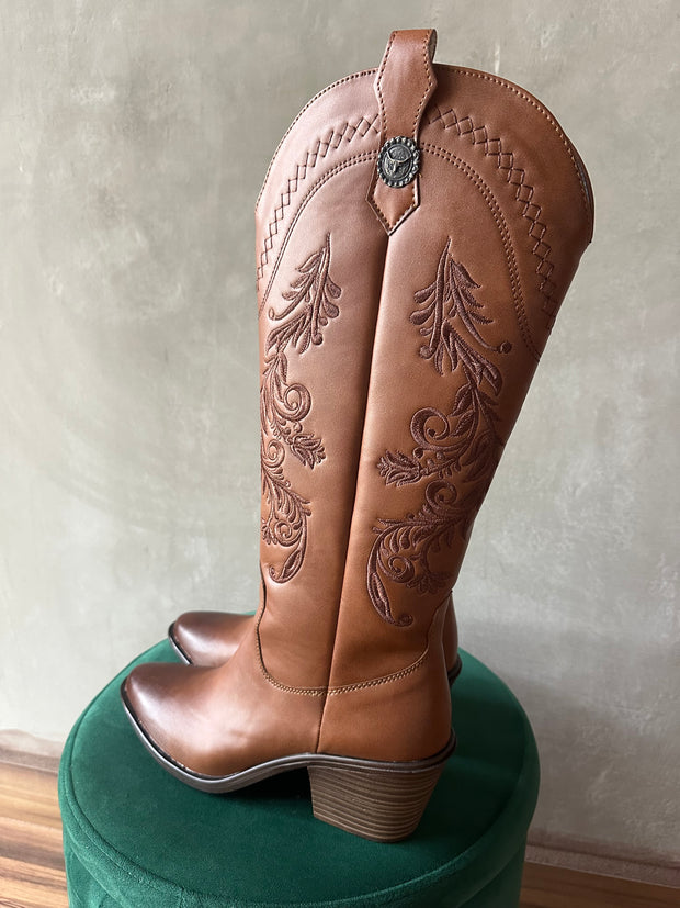 Antigua Boots Bordado flores Camel