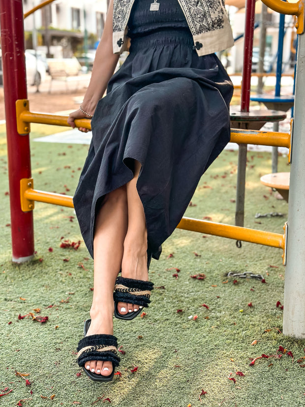 Braid Cancun Black Sandals