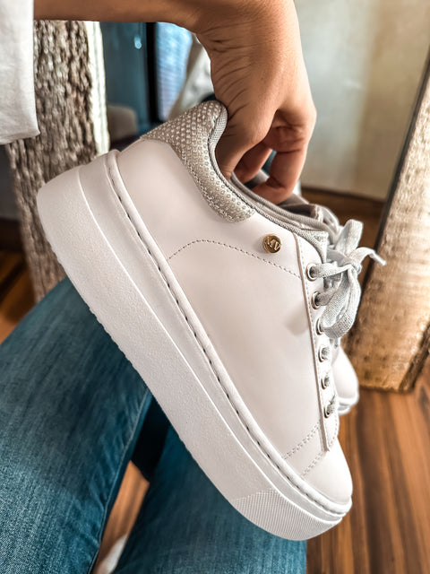 New York Shiny Laces Silver Sneakers
