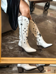 Moon Stars White Boots