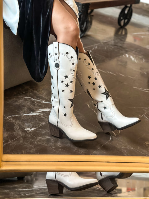 Moon Stars White Boots