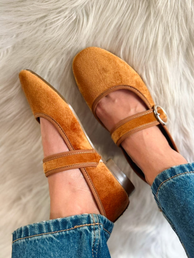 Baltimore Strap Brownish Orange Flats