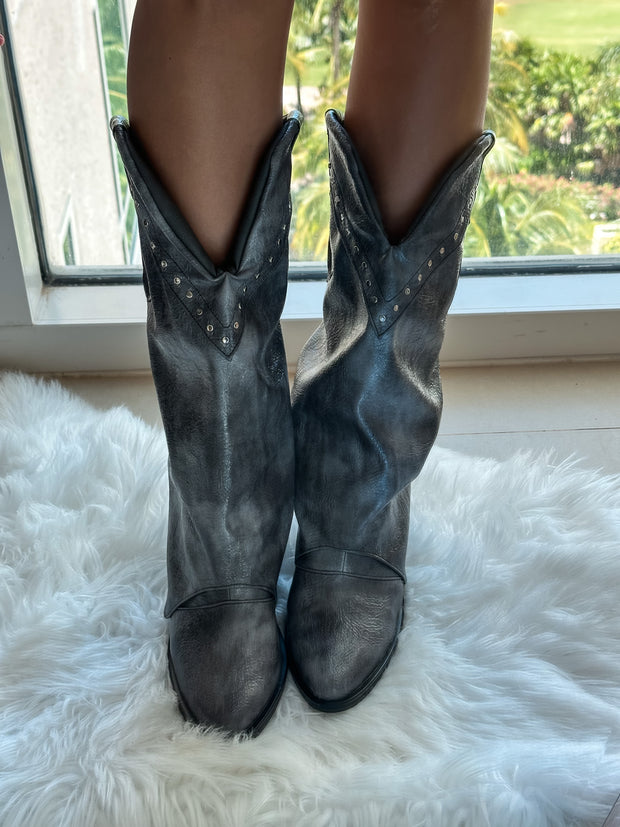 Arizona Boots con Estoperoles Gris metálico