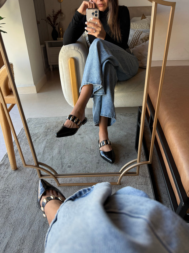 Dakota Black Charol Mules