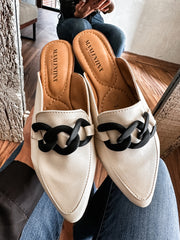 Columbia Ice & Black Matte Chain Mules