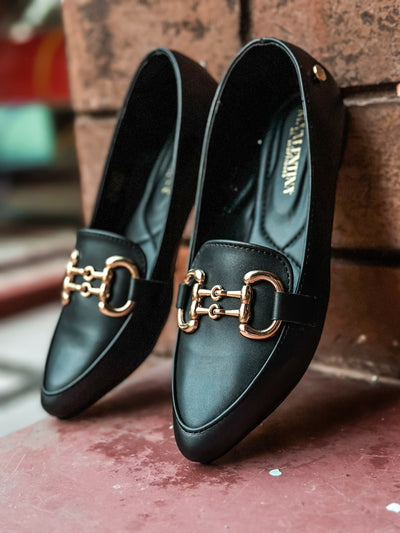 Bali Double Gold Iron Black Flats