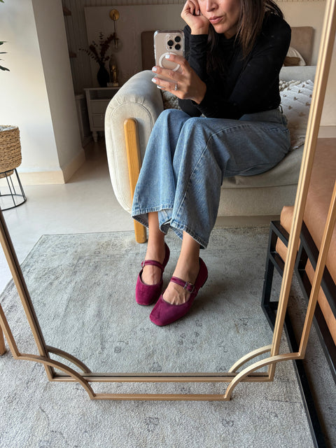 Mary Jane Suede Vino Balerinas