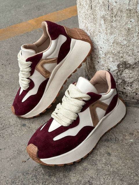 Valkiria Burgundy & Latte Sneakers