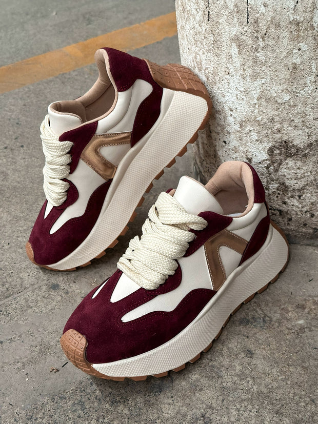 Valkiria Burgundy & Latte Sneakers