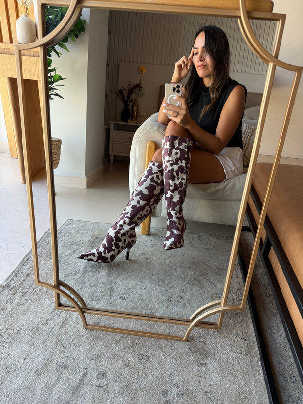 Greta Cow Print boots