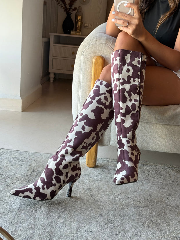 Greta Cow Print boots