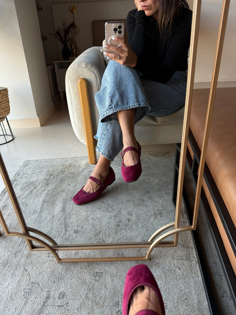 Mary Jane Suede Vino Balerinas
