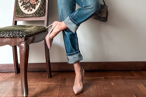 Kicker Heels Shiny Nude
