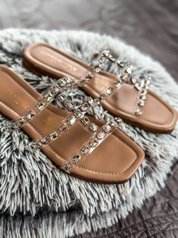 Hawaii Diamond Stones Nude Sandals
