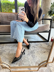 Slingback Black Charol Heels