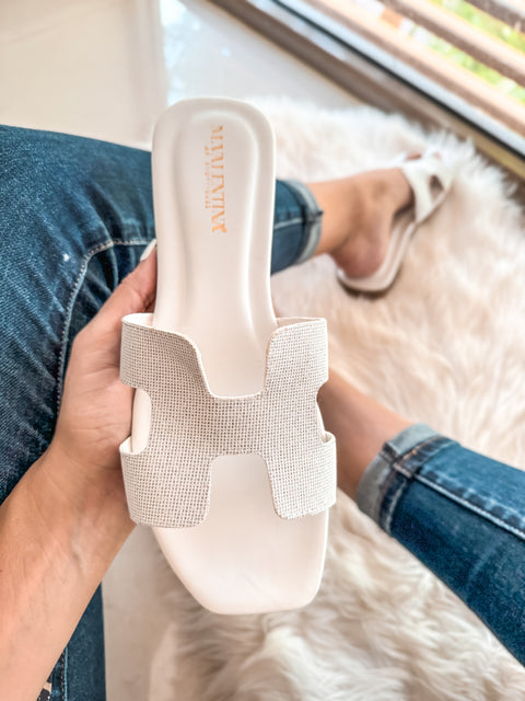Hera Shiny White Sandals