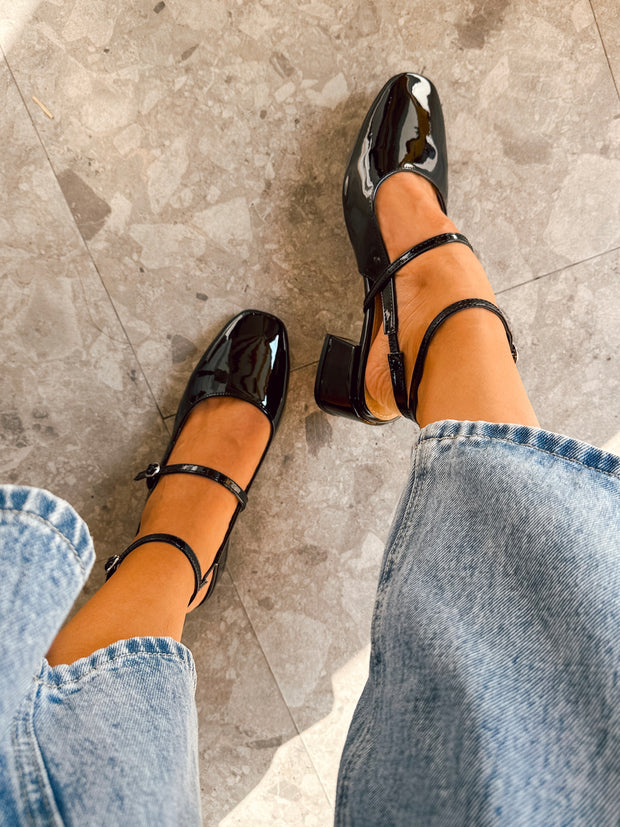 Mia Heels Mary Jane Tacón mini Negro