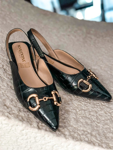 Gia Slingback Coco Black Flats